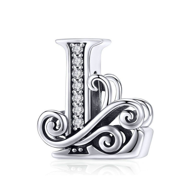 925 Sterling Silver Letter Charm - TEA LU SHOP