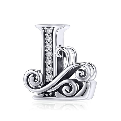 925 Sterling Silver Letter Charm - TEA LU SHOP