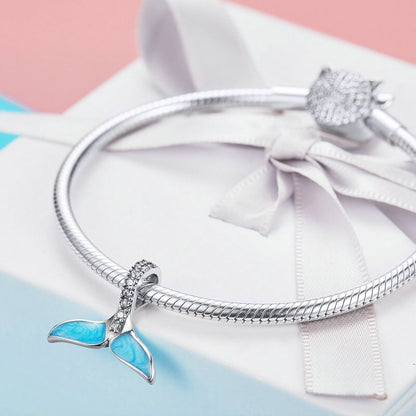 925 Sterling Silver Mermaid's Tail Blue Pendant - TEA LU SHOP