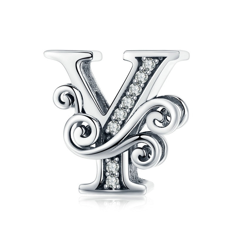 925 Sterling Silver Letter Charm - TEA LU SHOP
