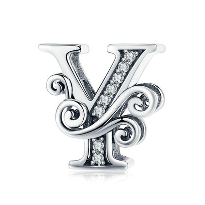 925 Sterling Silver Letter Charm - TEA LU SHOP