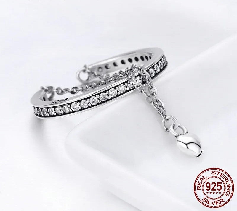 925 Sterling Silver Stackable Clear CZ Heart Ring - TEA LU SHOP