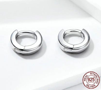 925 Sterling Silver Tiny Circle Hoop Earrings - TEA LU SHOP