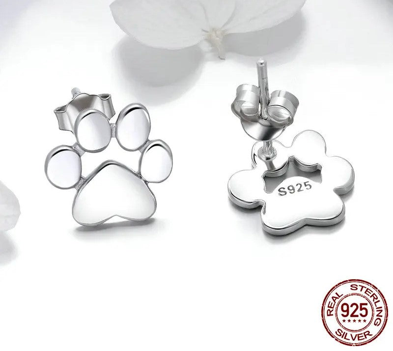 Sterling Silver Paw Earrings 