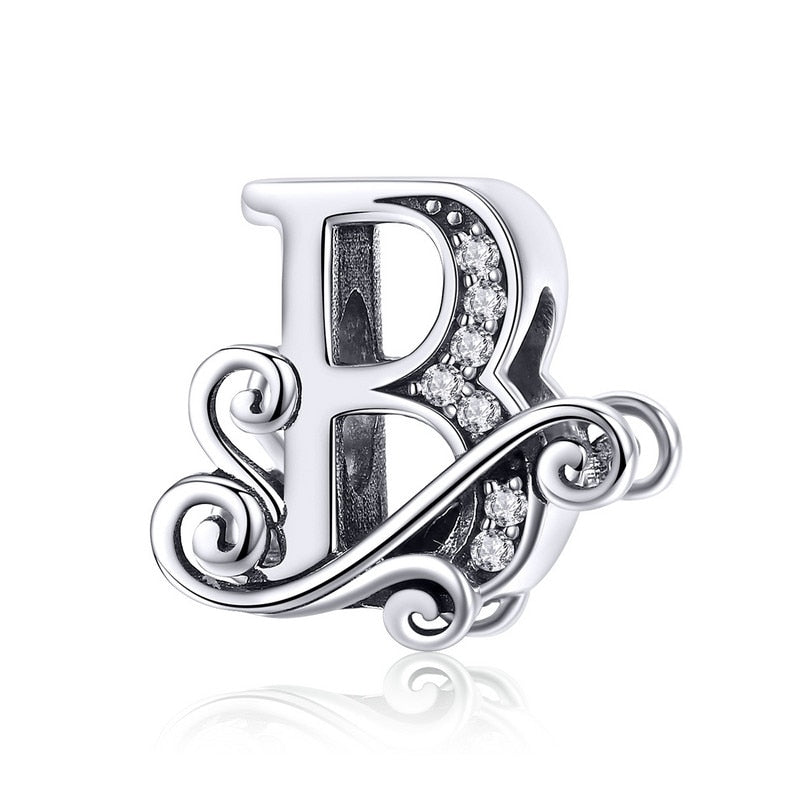 925 Sterling Silver Letter Charm - TEA LU SHOP