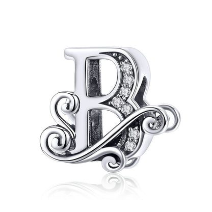925 Sterling Silver Letter Charm - TEA LU SHOP