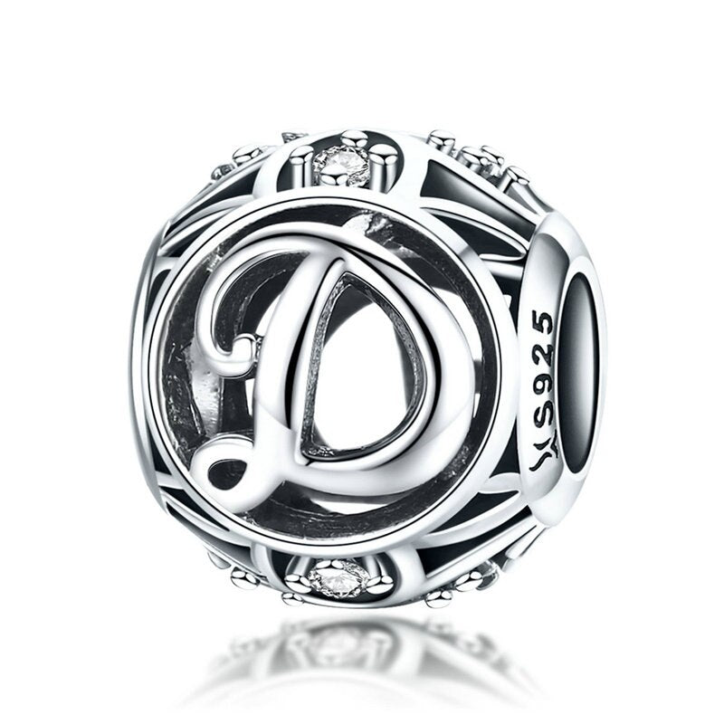 925 Sterling Silver Letter Charms - TEA LU SHOP