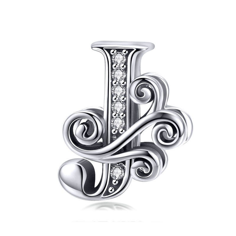 925 Sterling Silver Letter Charm - TEA LU SHOP