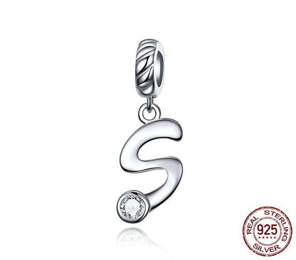 925 Sterling Silver Letters Pendants - TEA LU SHOP