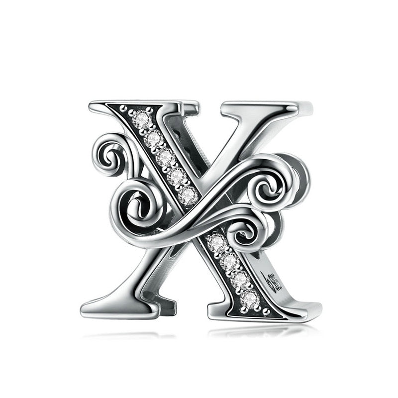 925 Sterling Silver Letter Charm - TEA LU SHOP