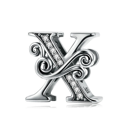 925 Sterling Silver Letter Charm - TEA LU SHOP