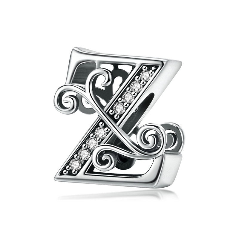 925 Sterling Silver Letter Charm - TEA LU SHOP