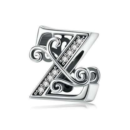 925 Sterling Silver Letter Charm - TEA LU SHOP