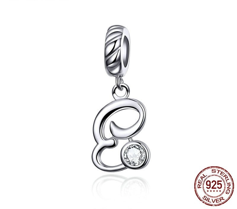 925 Sterling Silver Letters Pendants - TEA LU SHOP
