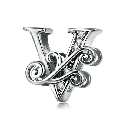 925 Sterling Silver Letter Charm - TEA LU SHOP
