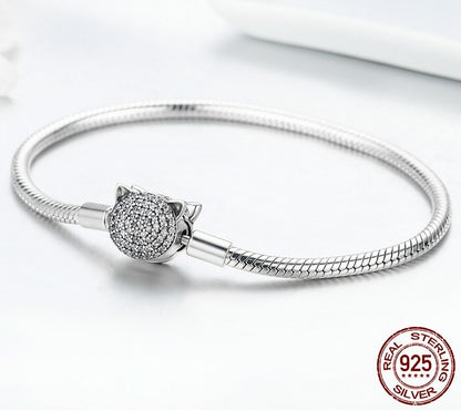 925 Sterling Silver Cat Chain Bracelet - TEA LU SHOP