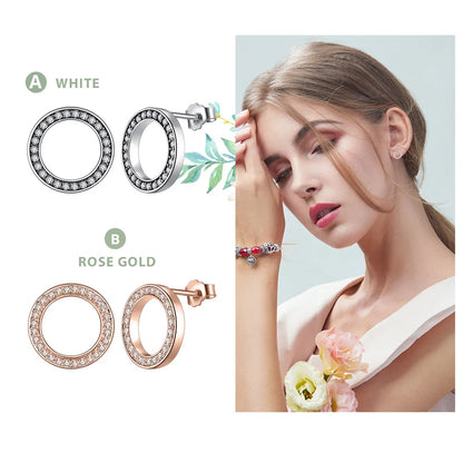 925 Sterling Silver Circle Stud Earrings - TEA LU SHOP