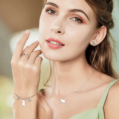 925 Sterling Silver Cute Cat Necklace - TEA LU SHOP
