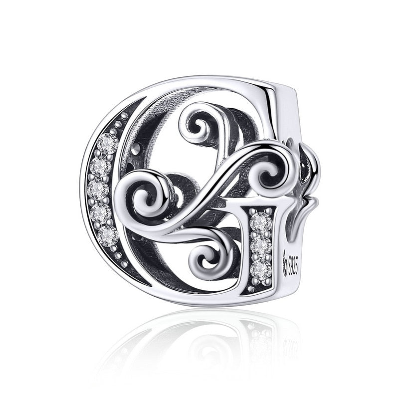 925 Sterling Silver Letter Charm - TEA LU SHOP