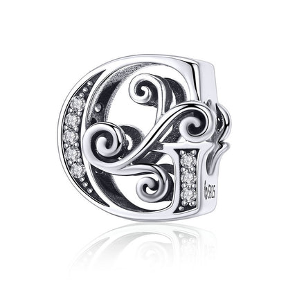 925 Sterling Silver Letter Charm - TEA LU SHOP