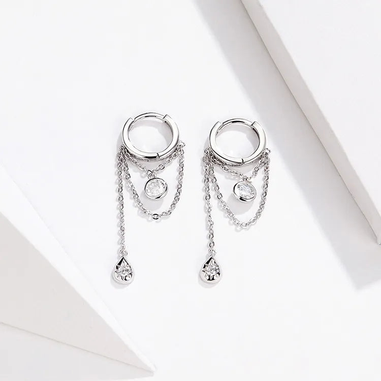 925 Sterling Silver Waterdrop Geometric Earrings - TEA LU SHOP