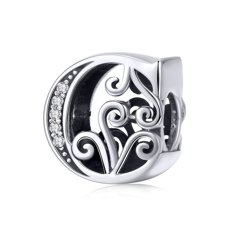 925 Sterling Silver Letter Charm - TEA LU SHOP