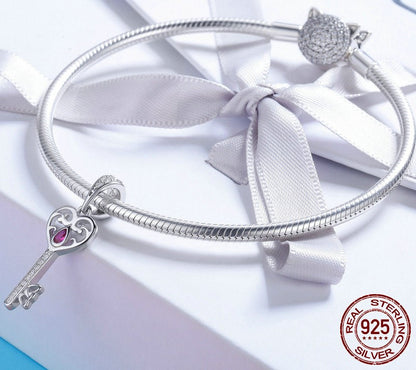 925 Sterling Silver Key Heart Pendant - TEA LU SHOP
