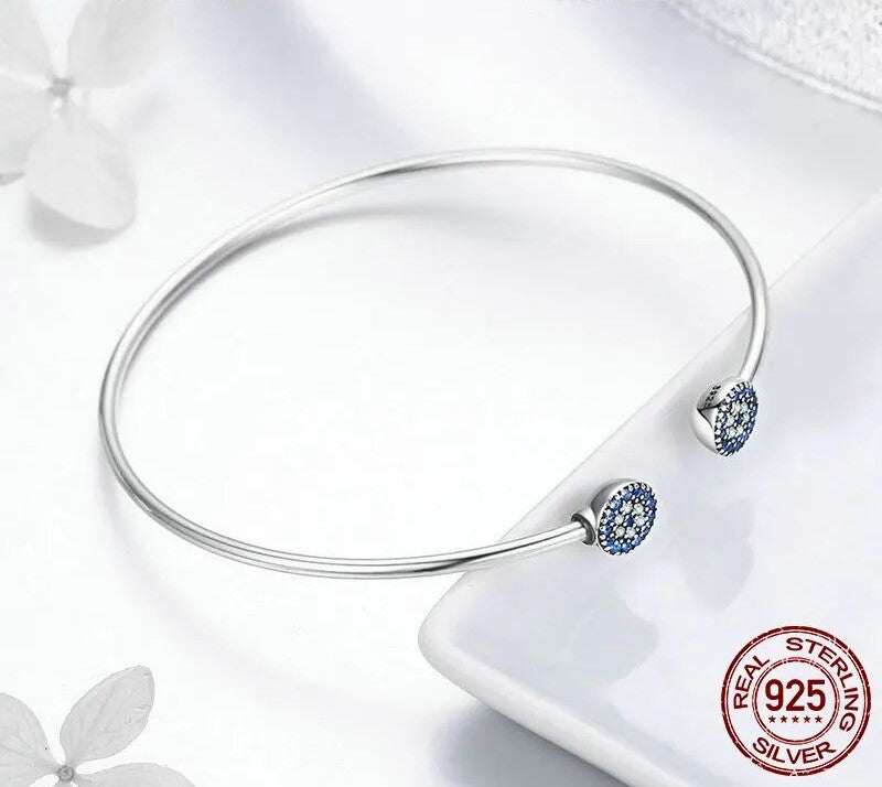 925 Sterling Silver Blue Zircon Lucky Eyes Bracelet - TEA LU SHOP