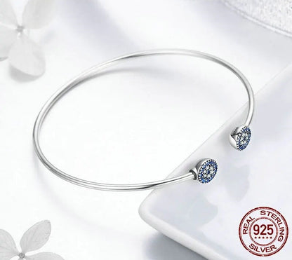925 Sterling Silver Blue Zircon Lucky Eyes Bracelet - TEA LU SHOP