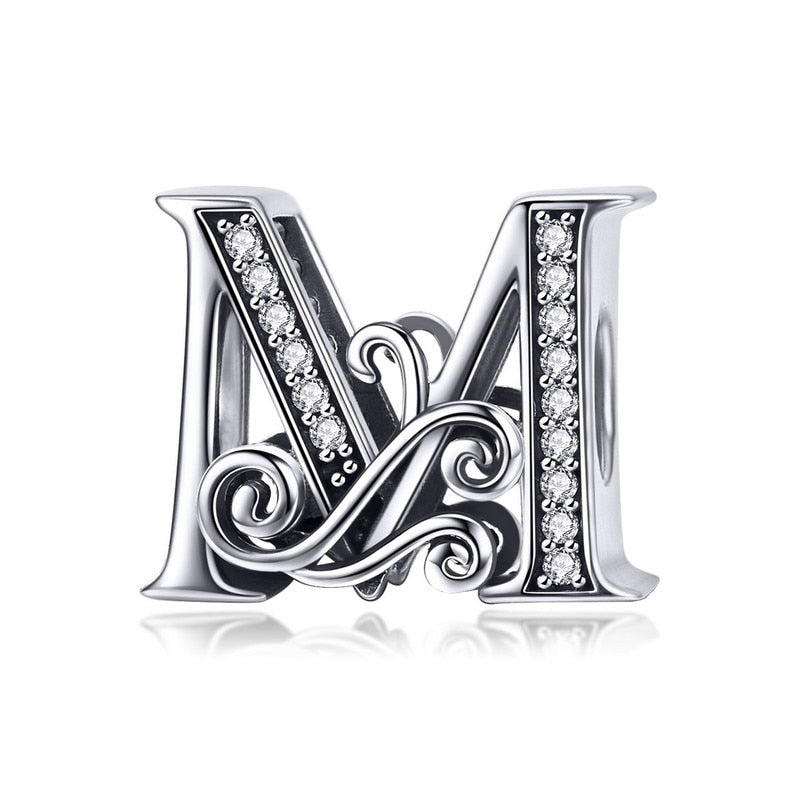 925 Sterling Silver Letter Charm - TEA LU SHOP