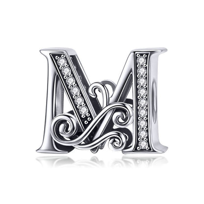 925 Sterling Silver Letter Charm - TEA LU SHOP