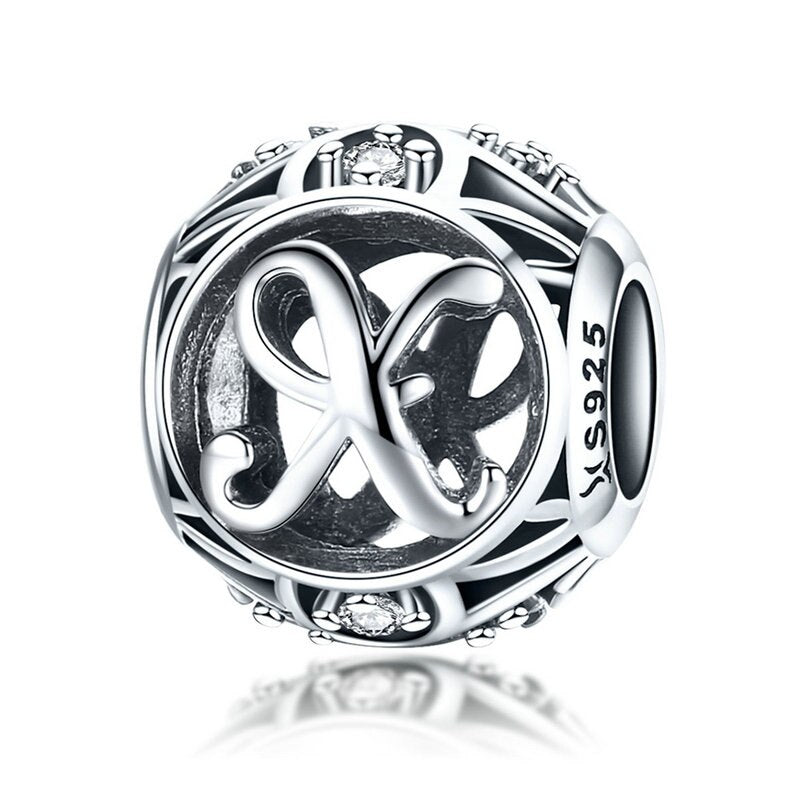 925 Sterling Silver Letter Charms - TEA LU SHOP