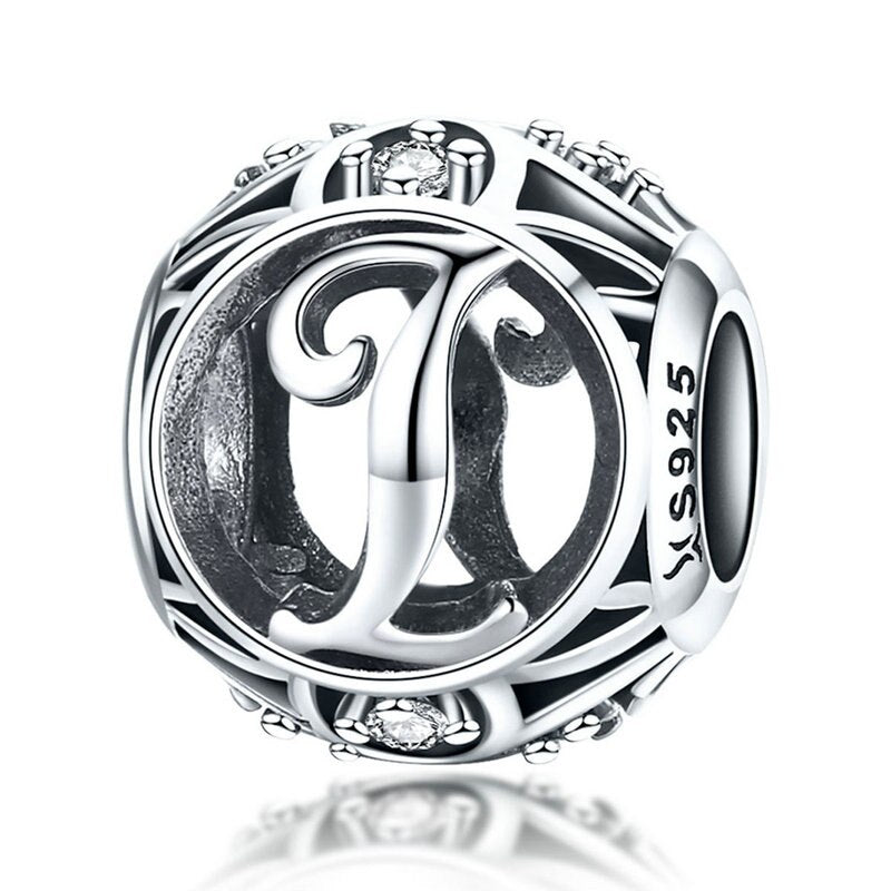 925 Sterling Silver Letter Charms - TEA LU SHOP