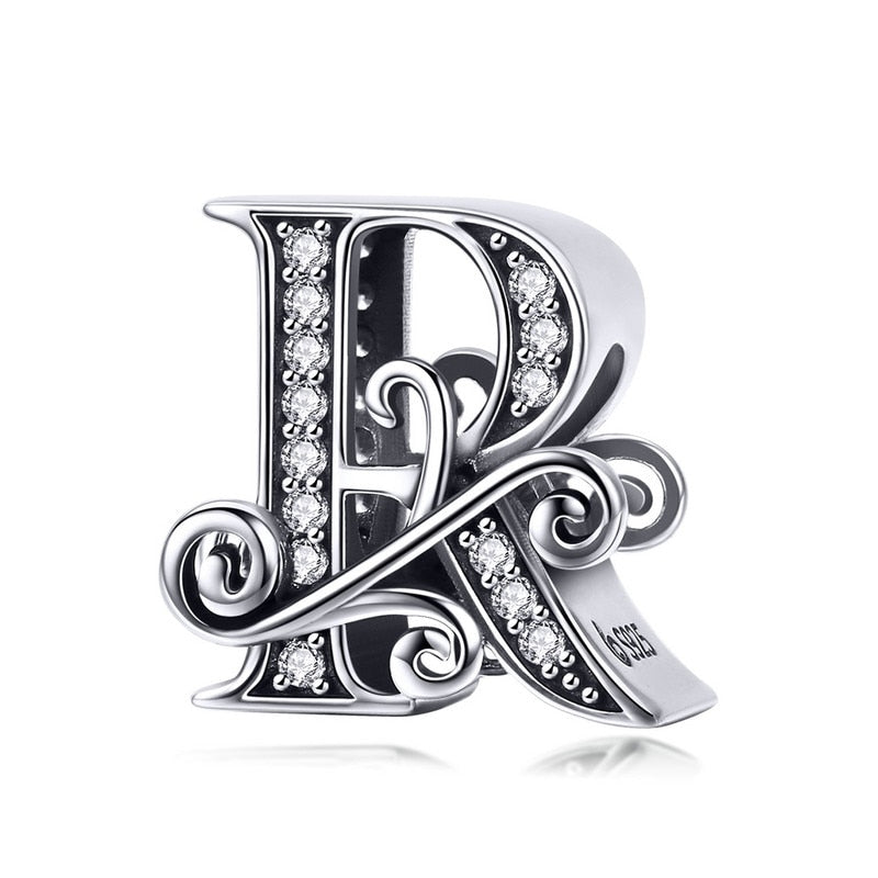 925 Sterling Silver Letter Charm - TEA LU SHOP