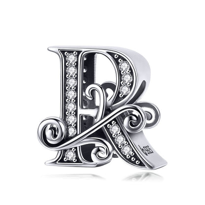 925 Sterling Silver Letter Charm - TEA LU SHOP