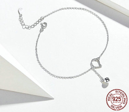 925 Sterling Silver Cat Anklet - TEA LU SHOP