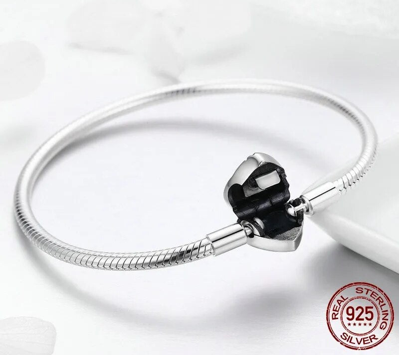 925 Sterling Silver Heart Shape Chain Bracelet - TEA LU SHOP