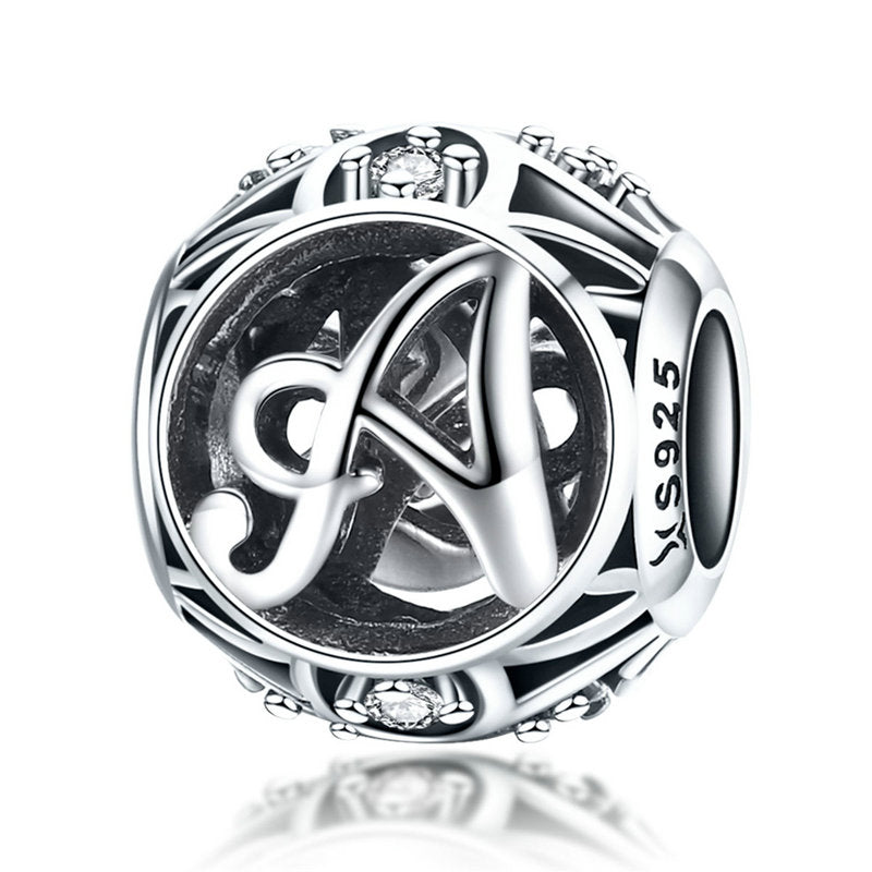 925 Sterling Silver Letter Charms - TEA LU SHOP