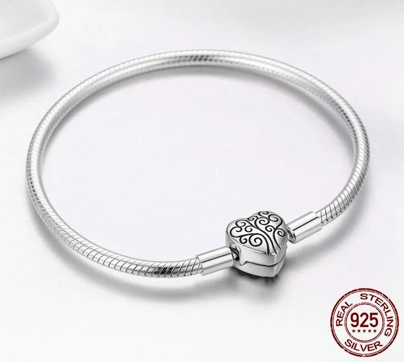 925 Sterling Silver Heart Shape Chain Bracelet - TEA LU SHOP
