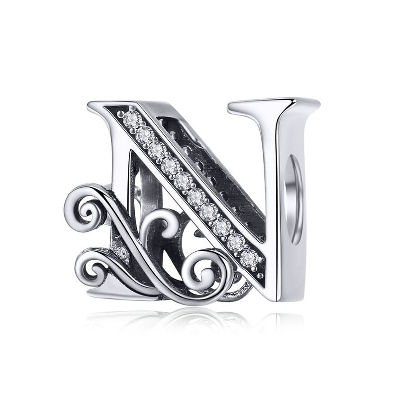 925 Sterling Silver Letter Charm - TEA LU SHOP