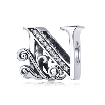 925 Sterling Silver Letter Charm - TEA LU SHOP