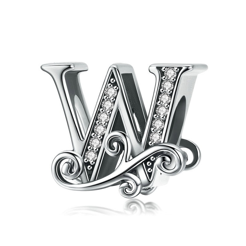 925 Sterling Silver Letter Charm - TEA LU SHOP