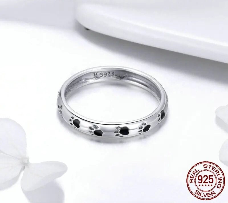 925 Sterling Silver Stackable Paw Ring - TEA LU SHOP