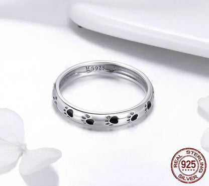 925 Sterling Silver Stackable Paw Ring - TEA LU SHOP