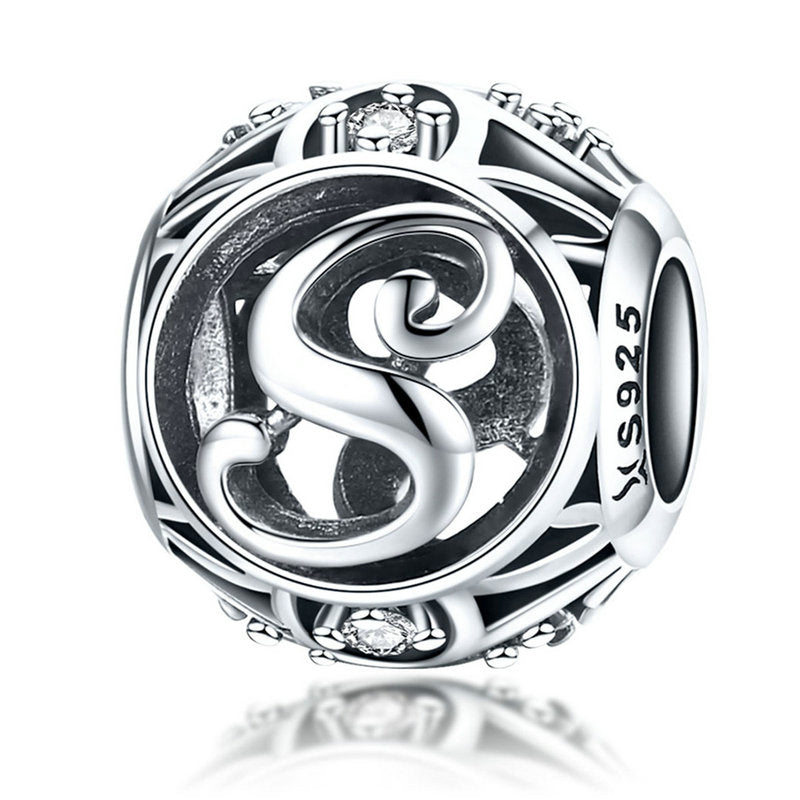 925 Sterling Silver Letter Charms - TEA LU SHOP
