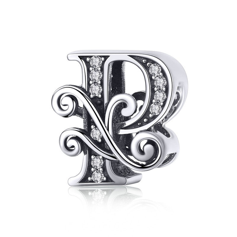 925 Sterling Silver Letter Charm - TEA LU SHOP