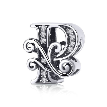 925 Sterling Silver Letter Charm - TEA LU SHOP