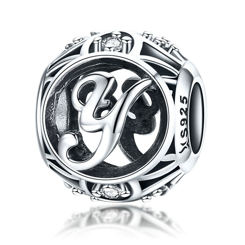 925 Sterling Silver Letter Charms - TEA LU SHOP