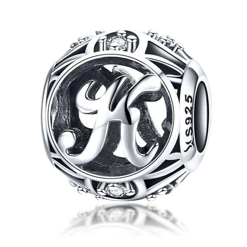 925 Sterling Silver Letter Charms - TEA LU SHOP