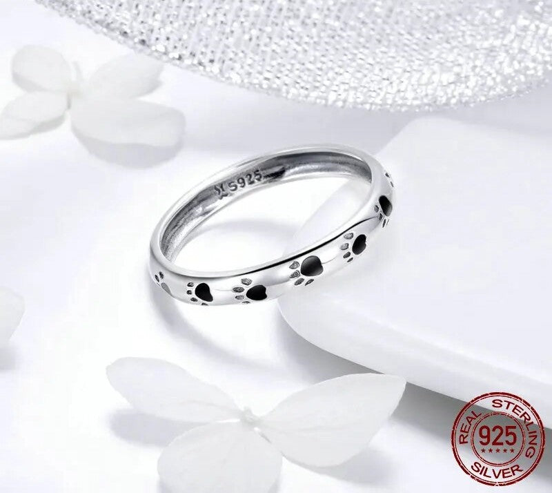 925 Sterling Silver Stackable Paw Ring - TEA LU SHOP